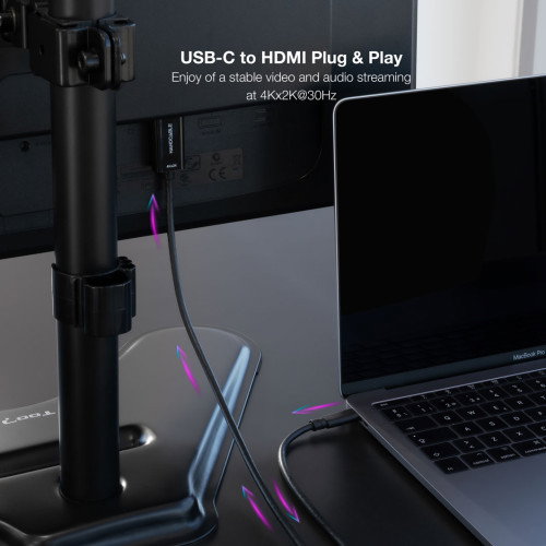 Nanocable Cable Conversor USB-C a HDMI 1.4 4K@30Hz 1.8 m Negro