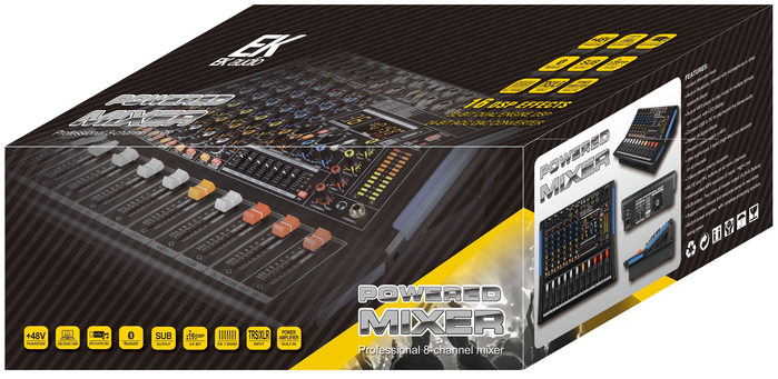 Mesa de Mezclas Ek Audio Amplificada y con Efectos Kw08E Mesa de Mezclas Ek Audio Amplificada y con Efectos Kw08E