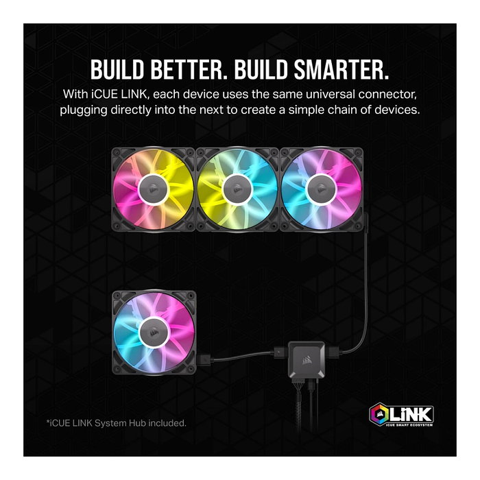 Corsair RX120 RGB SERIES iCUE LINK Triple Pack Negro