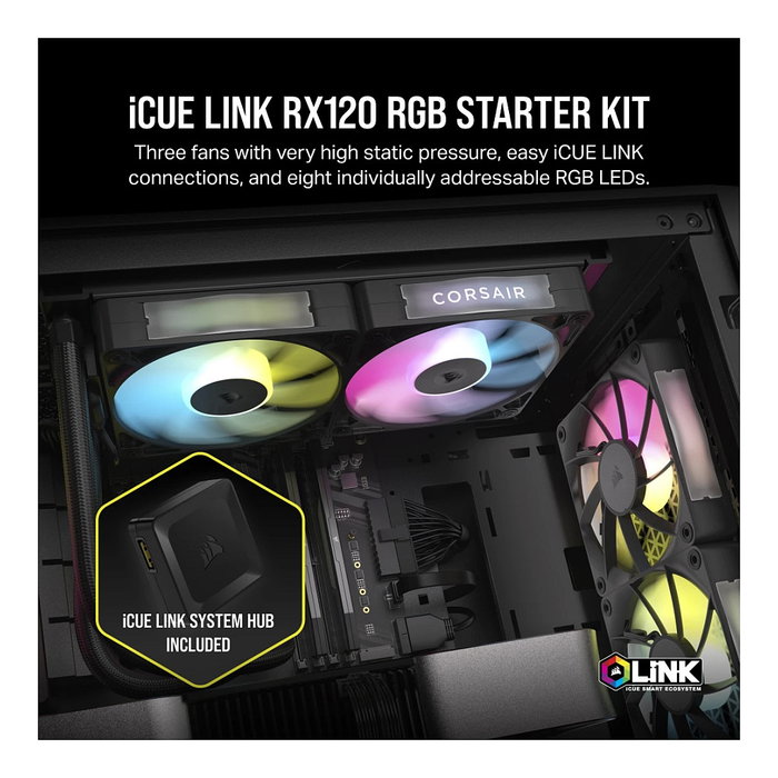 Corsair RX120 RGB SERIES iCUE LINK Triple Pack Negro
