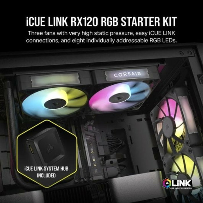 Corsair RX120 RGB iCUE Link Triple Pack 120mm Negro Corsair RX120 RGB iCUE Link Triple Pack 120mm Negro