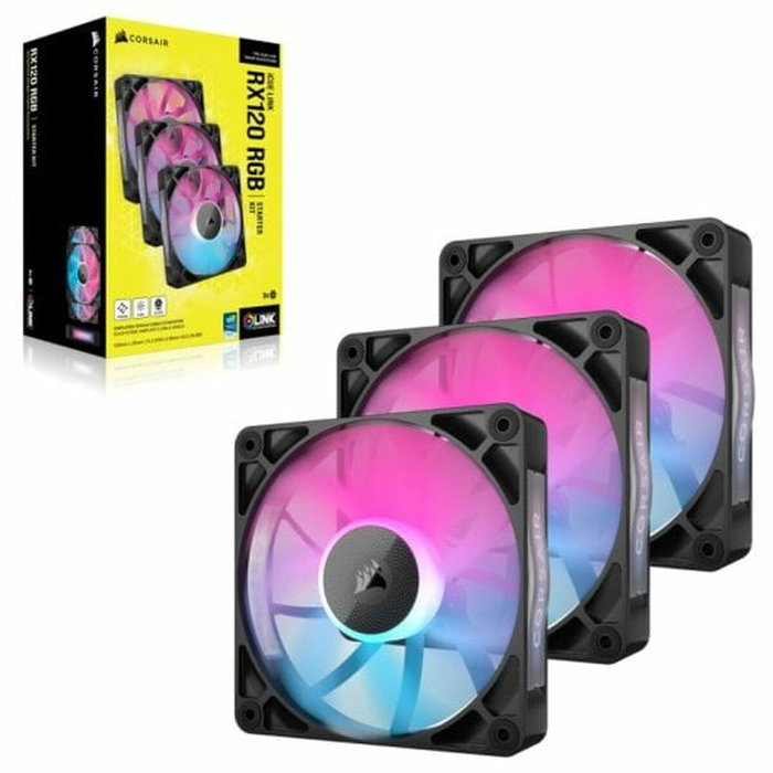 Corsair RX120 RGB iCUE Link Triple Pack 120mm Negro Corsair RX120 RGB iCUE Link Triple Pack 120mm Negro