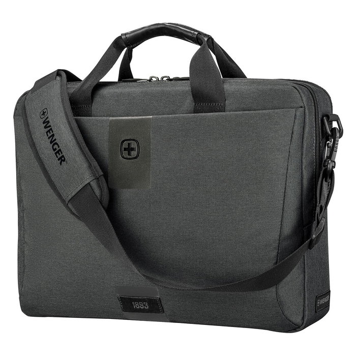 Wenger Maletín Portátil MX ECO Brief para 40,6 cm (16"), Poliéster Reciclado, 2 Compartimentos, Gris, Resistente al Agua, 15L, 600 g