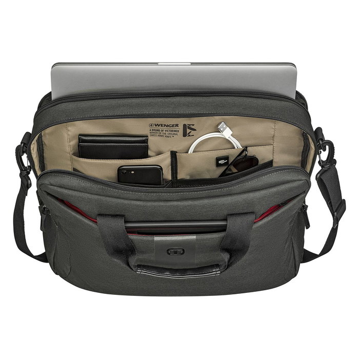Wenger Maletín Portátil MX ECO Brief para 40,6 cm (16"), Poliéster Reciclado, 2 Compartimentos, Gris, Resistente al Agua, 15L, 600 g