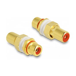 DeLOCK 64142 Adaptador de audio RCA hembra a hembra para instalación, anillo rojo