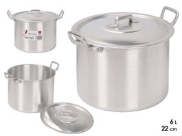 KINVARA Olla de Aluminio de 22 cm, 6 L, Plata