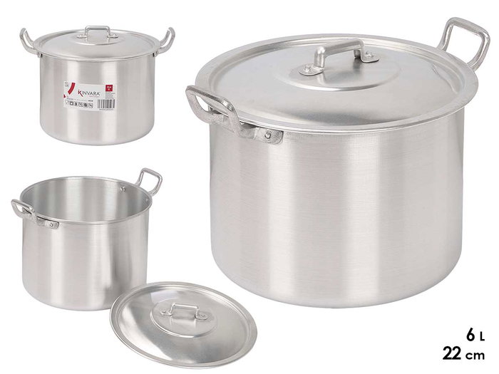 KINVARA Olla de Aluminio de 22 cm, 6 L, Plata KINVARA Olla de Aluminio de 22 cm, 6 L, Plata