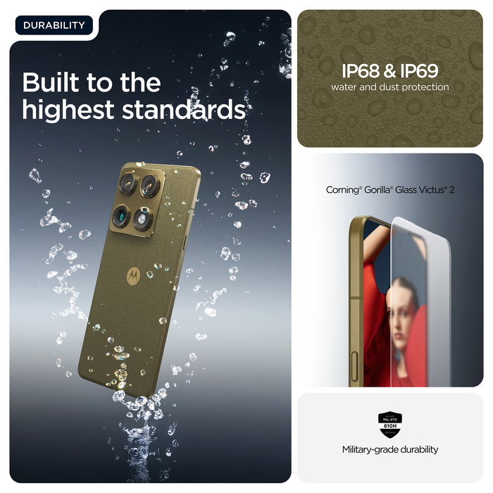 Motorola Signature 5G Smartphone, 16GB RAM 512GB, Triple Cámara 50MP, Snapdragon 8 Gen 5, Pantalla Extreme AMOLED 6.78", Android 16.0, Carga 90W, Color Martini Olive