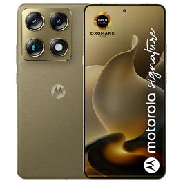 Motorola Signature 5G Smartphone 6.78" Extreme AMOLED 165Hz, Snapdragon 8 Gen 5, 16GB RAM 512GB, Triple Cámara 50MP, Android 16.0, 5200mAh, Color Oro Martini Olive