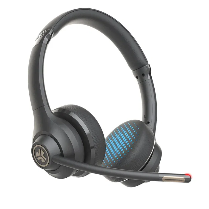 JLab Go Work Gen 2 Auriculares Diadema Inalámbrico Bluetooth 5.3 y Alámbrico, con Cable AUX USB-C, 55h Batería, Micrófono Boom, Color Negro y Azul