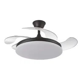 Ventilador DC Tridente Negro 59W 6980lm 4 Aspas Desplegables 3 Temperaturas de Luz (3000-4000-6000K) con Mando a Distancia y Temporizador