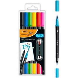 BIC Intensity Dual Tip Pack de 6 Rotuladores de Doble Punta - Colores Surtidos