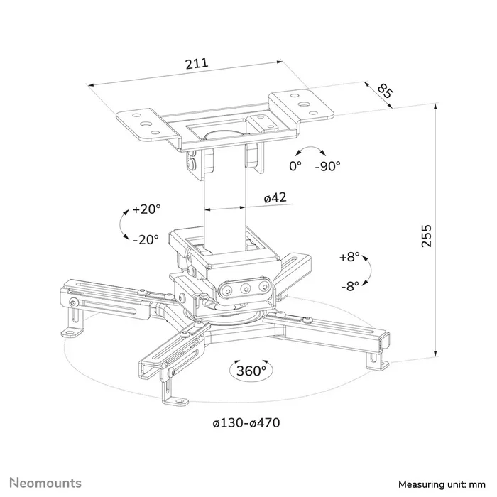 Neomounts CL25-530BL1 Soporte de techo para proyector Negro Neomounts CL25-530BL1 Soporte de techo para proyector Negro