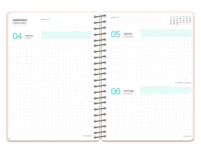 Liderpapel Agenda Escolar 2026-2027 Fantasy, Formato Día Página A5+, Tapa Dura, Espiral, Interior Bilingüe con Papel FSC 80g, Incluye Pegatinas