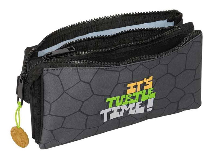 Portatodo Triple Teenage Mutant Ninja Turtles Negro Gris 22 x 12 x 3 cm