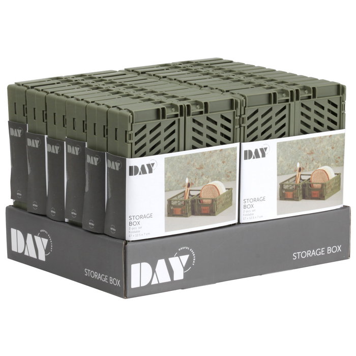 Day Juego de 2 Cajas Plegables y Apilables 17x12,5 cm Verde Oliva Capacidad 1.2L Day Juego de 2 Cajas Plegables y Apilables 17x12,5 cm Verde Oliva Capacidad 1.2L