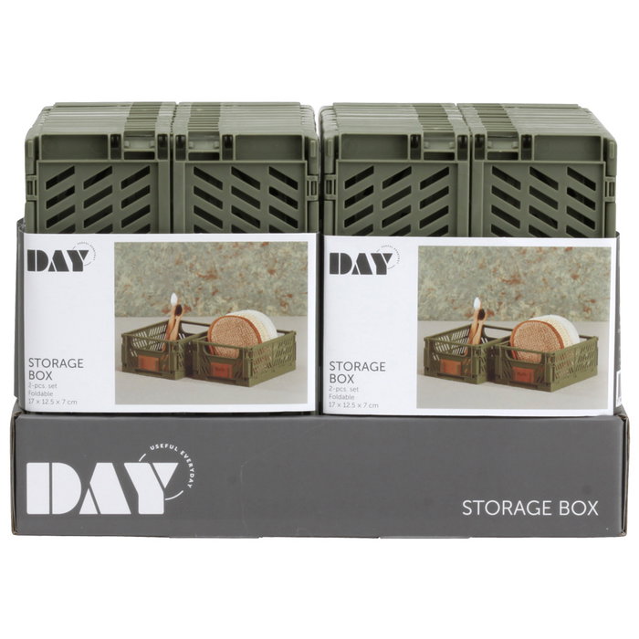 Day Juego de 2 Cajas Plegables y Apilables 17x12,5 cm Verde Oliva Capacidad 1.2L Day Juego de 2 Cajas Plegables y Apilables 17x12,5 cm Verde Oliva Capacidad 1.2L