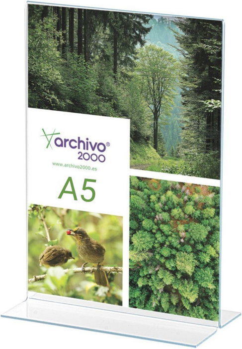 Archivo 2000 Expositor de Sobremesa en Forma de T DIN A5 Vertical Transparente