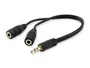 Equip 147941 Divisor de Audio, Cable Jack 3.5mm Macho a 2 Jack 3.5mm Hembras Negro, Longitud 0.13m, PVC