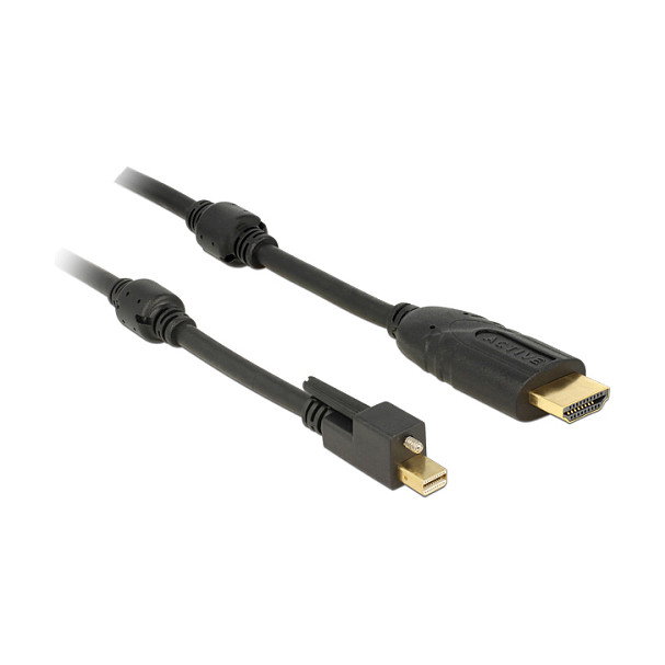 DeLOCK Cable de Mini DisplayPort 1.2 a HDMI 4K con Tornillo, 5 m, Negro DeLOCK Cable de Mini DisplayPort 1.2 a HDMI 4K con Tornillo, 5 m, Negro