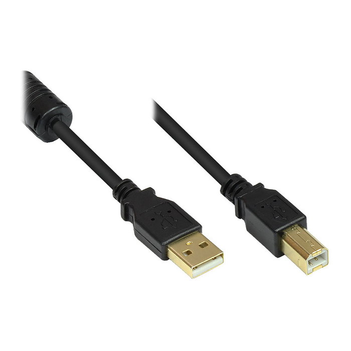 GoodConnections Cable USB 2.0 tipo A a B con núcleo de ferrita, 3m, negro GoodConnections Cable USB 2.0 tipo A a B con núcleo de ferrita, 3m, negro