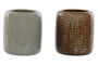DKD Home Decor Vaso Gres Gris Marron 8.5 x 10 x 8.5 cm (2 Unidades) Apto Lavavajillas