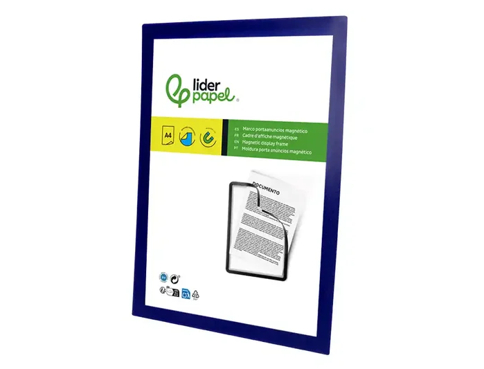Liderpapel Marco Porta Anuncios Magnético DIN A4 Adhesivo Removible Color Azul