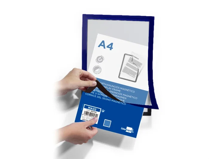 Liderpapel Marco Porta Anuncios Magnético DIN A4 Adhesivo Removible Color Azul