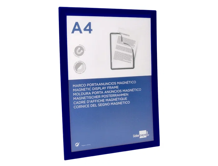 Liderpapel Marco Porta Anuncios Magnético DIN A4 Adhesivo Removible Color Azul
