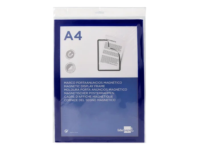 Liderpapel Marco Porta Anuncios Magnético DIN A4 Adhesivo Removible Color Azul