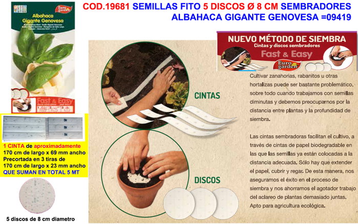 FINSTOCK Semillas de Albahaca 5 Discos de 8 cm FINSTOCK Semillas de Albahaca 5 Discos de 8 cm