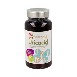 MUNDONATURAL Uricacid 60 Capletas. Complemento Alimenticio con Cúrcuma, Vitamina C y Zinc para el Control de Ácido Úrico y Eliminación de Líquidos.
