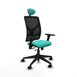 PIQUERAS Y CRESPO Silla de oficina Motilla con mecanismo Sincro/Traslack Turquesa y Negro