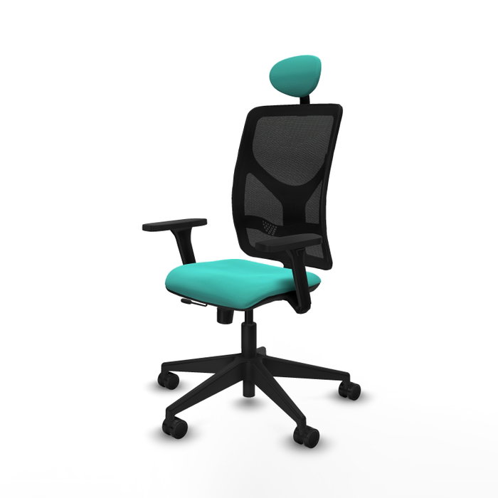PIQUERAS Y CRESPO Silla de oficina Motilla con mecanismo Sincro/Traslack Turquesa y Negro