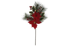 DKD Home Decor Rama de Flor de Navidad Rojo y Verde