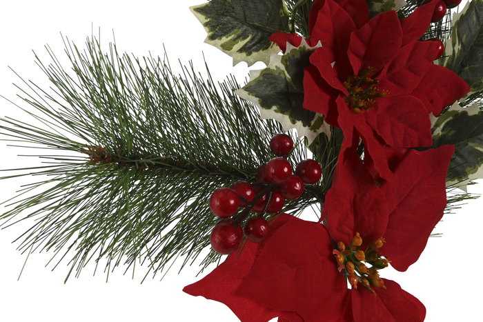 DKD Home Decor Rama de Flor de Navidad Rojo y Verde