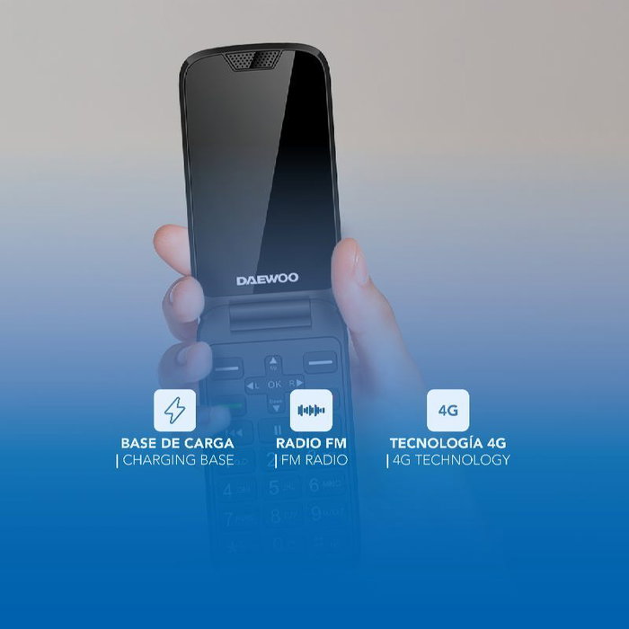 Daewoo TELEFONO MOVIL 4G SENIOR Concha Doble Pantalla 2.8 + 1.77 Pulgadas Dual SIM