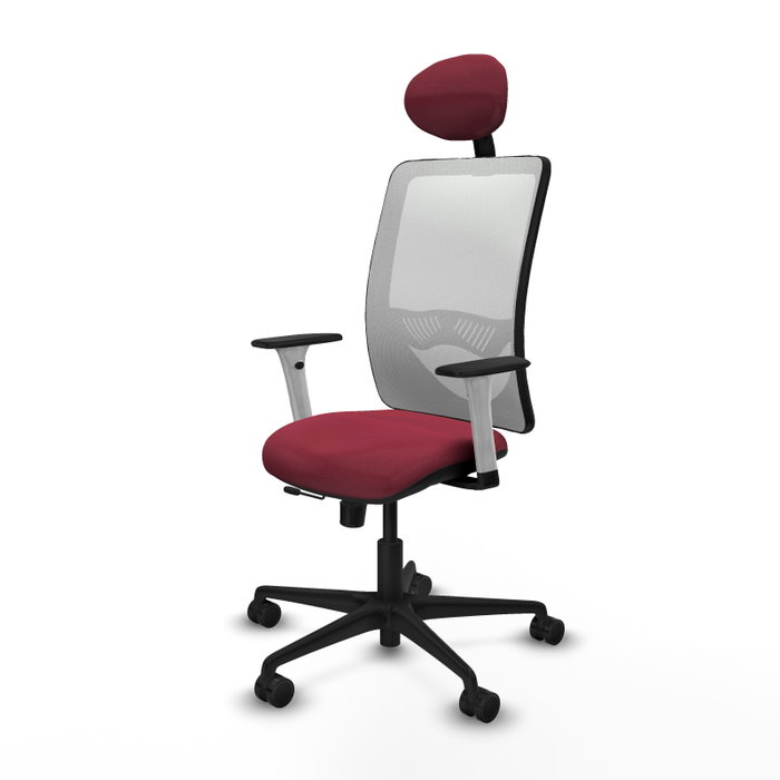 PIQUERAS Y CRESPO Silla de oficina Zulema con mecanismo Sincro/Traslack, Tela Granate y Malla Blanca PIQUERAS Y CRESPO Silla de oficina Zulema con mecanismo Sincro/Traslack, Tela Granate y Malla Blanca