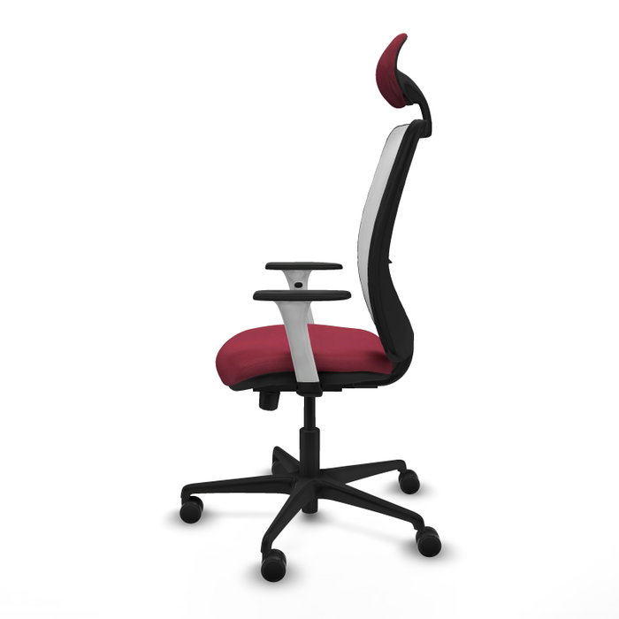 PIQUERAS Y CRESPO Silla de oficina Zulema con mecanismo Sincro/Traslack, Tela Granate y Malla Blanca PIQUERAS Y CRESPO Silla de oficina Zulema con mecanismo Sincro/Traslack, Tela Granate y Malla Blanca