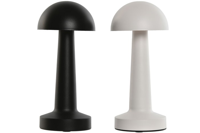 DKD Home Decor Lámpara Sobremesa Moderno Blanco Negro 2 Unidades 9 x 22 x 9 cm