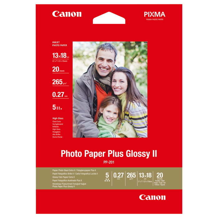 Canon Photo Paper Plus Glossy2 PP-201 130 x 180 mm Blanco Canon Photo Paper Plus Glossy2 PP-201 130 x 180 mm Blanco