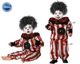Atosa Traje a Rayas Rojo y Blanco con Golas para Payaso Diabólico Bebé