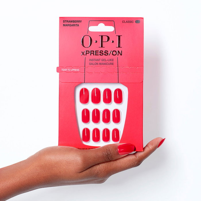 OPI xPRESS/ON Uñas Artificiales Tonos Icónicos #Strawberry Margarita - Kit Uñas Postizas Press-On con 30 Uñas, Pegamento y Accesorios