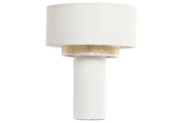 DKD Home Decor Lámpara de Sobremesa de Cerámica y Poliéster Blanco y Natural