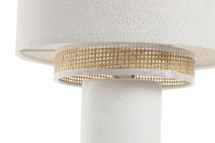 DKD Home Decor Lámpara de Sobremesa de Cerámica y Poliéster Blanco y Natural