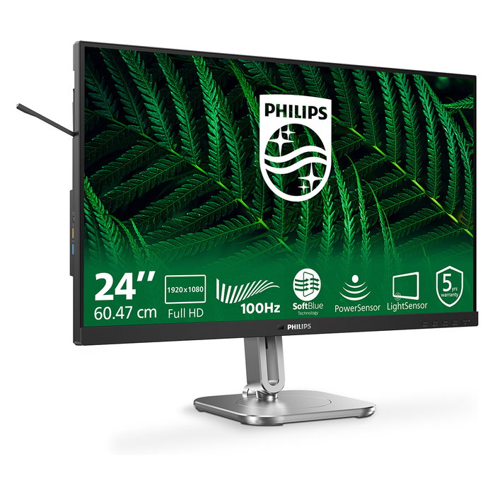 Philips Monitor 24B2G5200 23.8" (60.5cm) Full HD IPS 100Hz HDMI DP USB Antracita