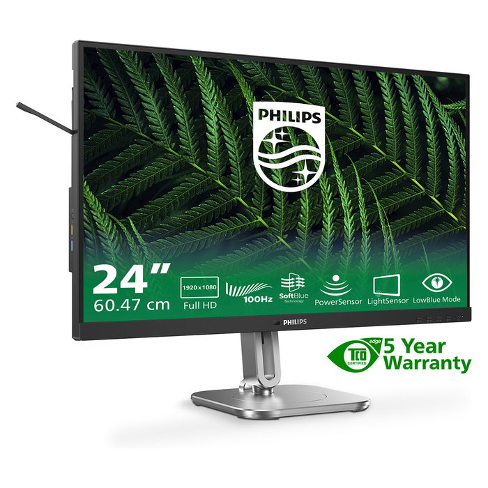 Philips Monitor 24B2G5200 23.8" (60.5cm) Full HD IPS 100Hz HDMI DP USB Antracita