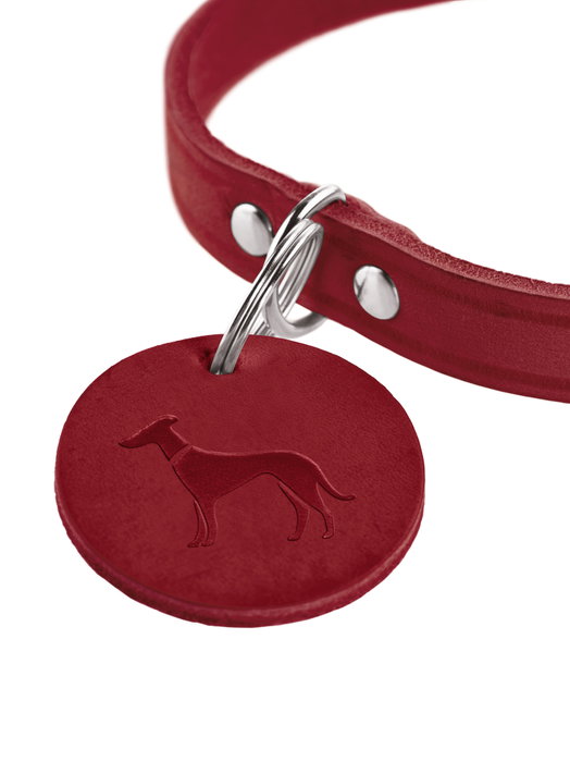 Hunter Collar Aalborg XS-S Cuello: 28-33 cm Rojo Cuero de Vaca Robusto Con Colgante