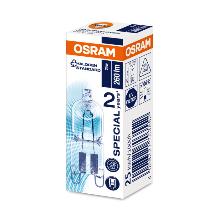 Osram HALOPIN Bombilla Halógena G9 25W 260Lm 2700K para Horno
