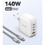 Vention Cargador de Pared GaN 140W con 3 Puertos USB-C y 1 USB-A, FEIW0-EU
